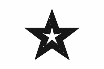 Glittering Star Icon - Black Silhouette Vector On White Background.
