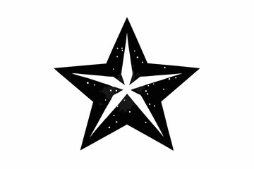 Obraz premium Glittering Star Icon - Black Silhouette Vector On White Background.