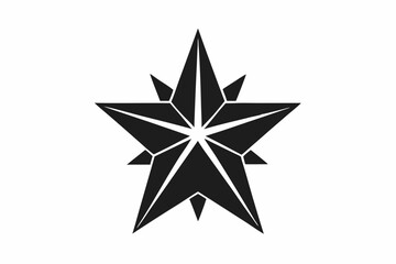 Glittering Star Icon - Black Silhouette Vector On White Background.