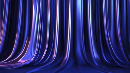 Elegant blue striped curtain fabric with realistic draping and sheen showcasing depth and texture for design and rendering projects.