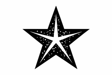 Glittering Star Icon - Black Silhouette Vector On White Background.