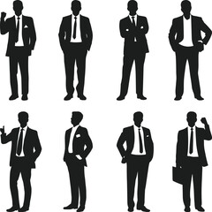 Businessman Silhouette Set in Formal Suits Vector Illustration