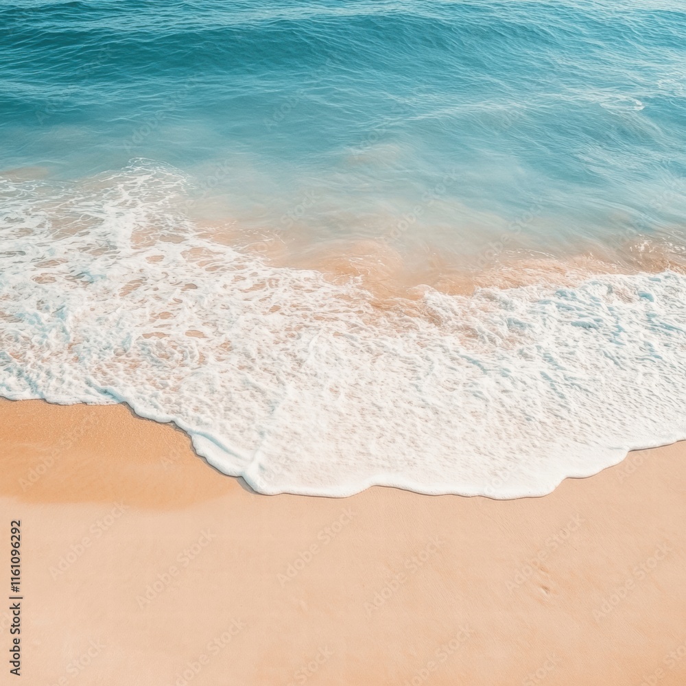 Leinwandbilder Soft ocean waves gently lapping at a sandy beach with ample space for text and relaxation. Generative AI