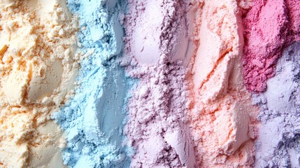 Naklejka premium Assorted Ice Cream Flavors in Vibrant Colors Tasty Dessert Ingredients Unhealthy Indulgent Sweet Treats for Food and Beverages