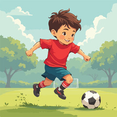 Students playing football vector design, Kids playing football, paying Football vector design