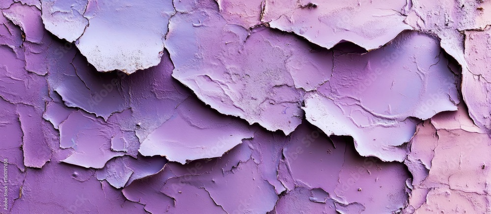 Aufkleber peeling purple paint on metal surface creating an abstract background ideal for text overlay and cre