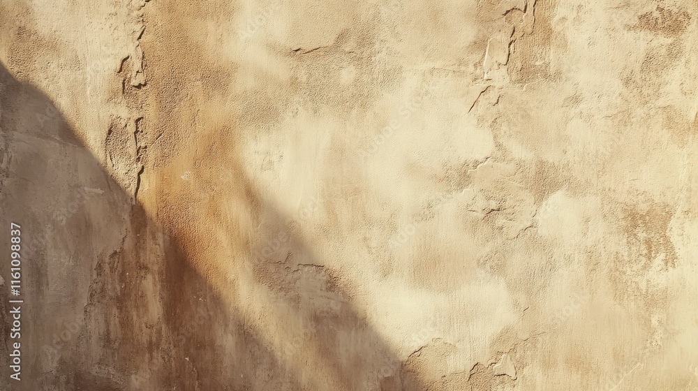 Poster textured taupe concrete wall with subtle shadows creating depth and dimension