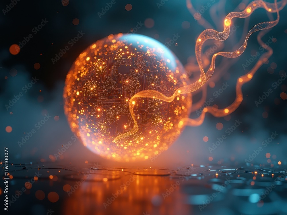 Aufkleber surreal vibrant closeup of a glowing orb with intricate patterns and vibrant trails in a cinematic s
