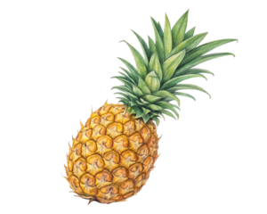 Vibrant Pineapple Illustration Tropical Fruit On Transparent Background