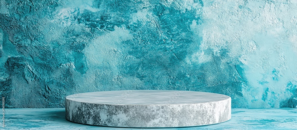 Aufkleber modern pastel blue concrete podium on gradient turquoise backdrop ideal for ceremony mockup with emp