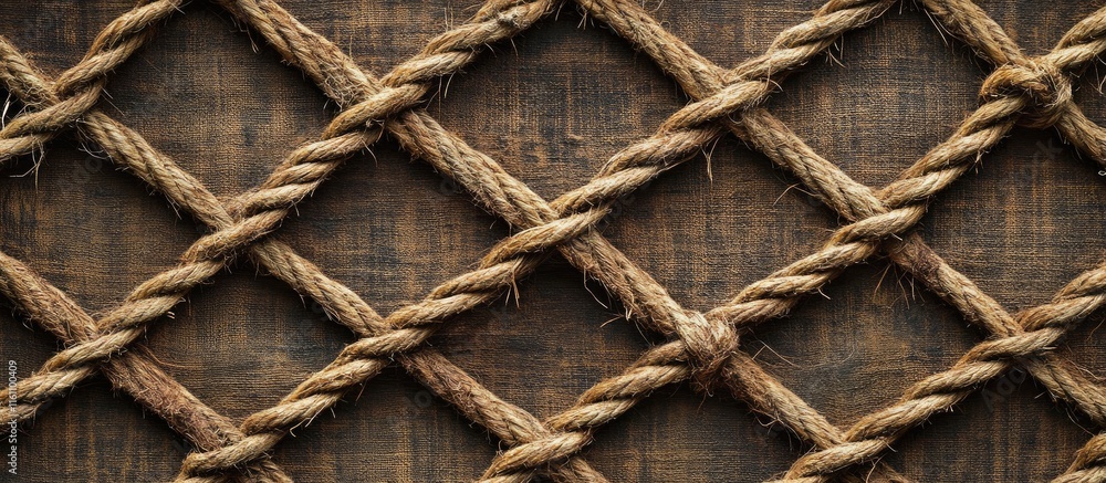 Poster woven rope texture background in rustic vintage style with ample blank space for versatile text plac