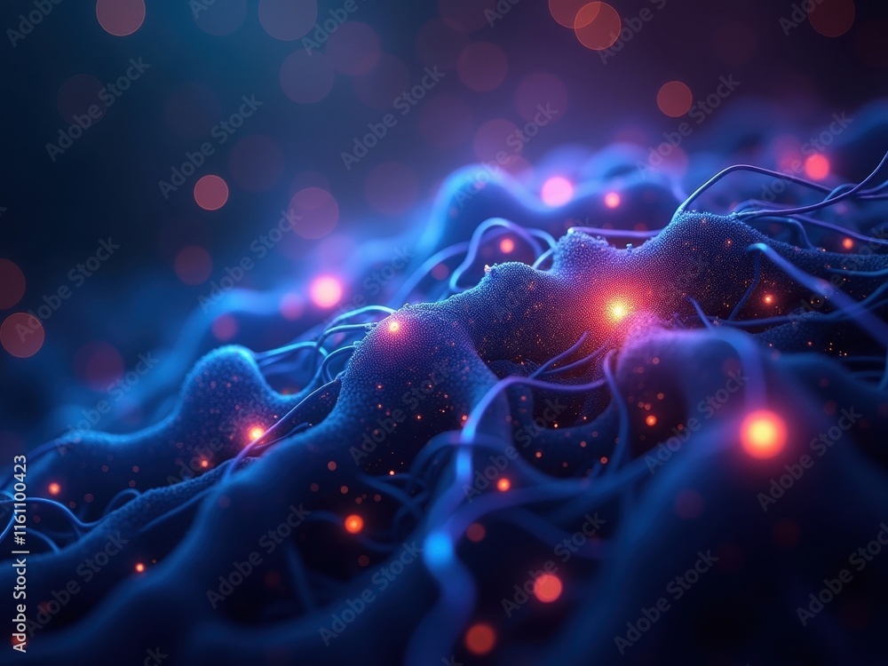 Aufkleber mesmerizing neural patterns illuminated by vibrant lights showcasing intricate details and textures