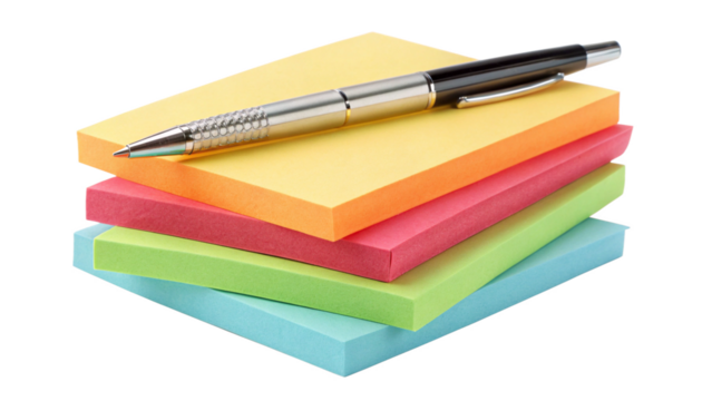 Colorful Sticky Notes, Pen, Office Supplies, Memo Pads, Stationery