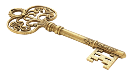 Antique Ornate Golden Key Symbol of Access, Secrets, and Success