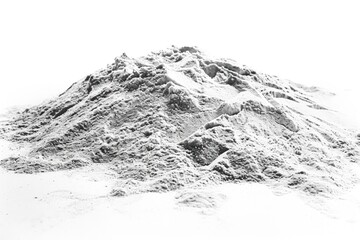 Pile of white powder on a white background. The powder is white and he is a type of salt. The image has a simple and minimalistic feel, with the focus on the white powder and the white background