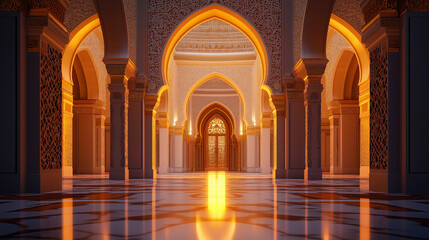 Beautiful interior of a majestic mosque.