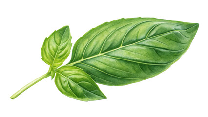 Fresh Green Basil Leaf Botanical Illustration, Culinary Herb