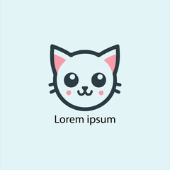 A minimalist black silhouette of a cute cartoon-style animal resembling a fox or cat