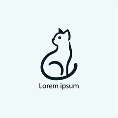 A minimalist black silhouette of a cute cartoon-style animal resembling a fox or cat