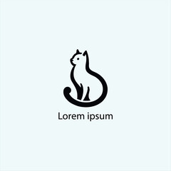 A minimalist black silhouette of a cute cartoon-style animal resembling a fox or cat