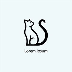 A minimalist black silhouette of a cute cartoon-style animal resembling a fox or cat