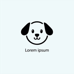 A minimalist black silhouette of a cute cartoon-style animal resembling a fox or cat