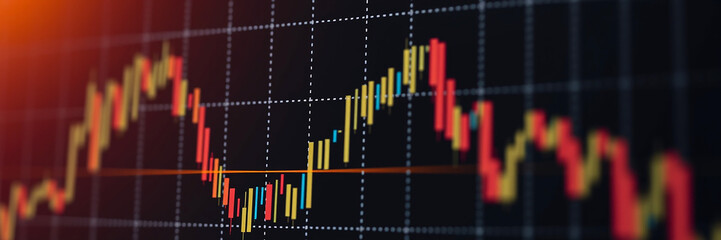 Dynamic Financial Chart with Red Line Trends on Black Background