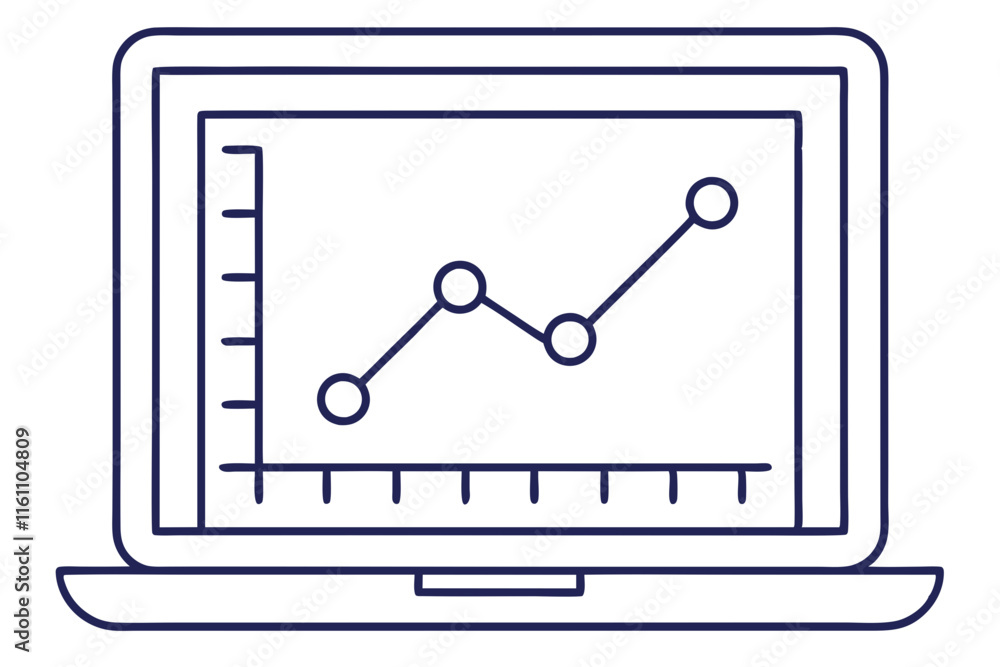 Poster outlined minimal icon of a scalable line graph wit - perfect for minimalist designs, art, and decor 