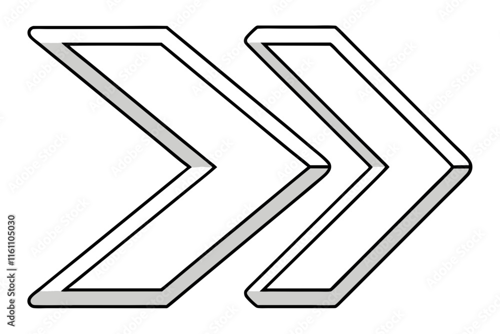 Poster outlined minimal offset arrows creating a 3d layer - perfect for minimalist designs, art, and decor 