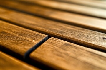 Close-up of wooden slats, showcasing texture and grain patterns.