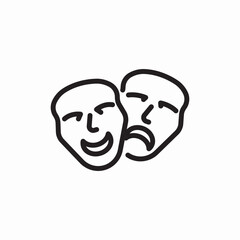 Theater comedy tragedy masks entertainment icon vector sign
