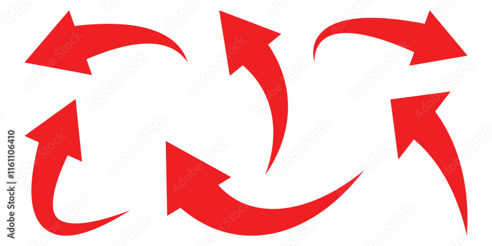 Poster vector red curve arrows icon