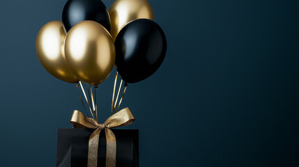 Elegant Golden and Black Balloons with Luxurious Gift Bag for Black Friday Celebration Decor