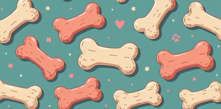 Minimalist seamless pattern of stylized dog bone vector drawing of a dog paw on a plain surface ideal for pet lovers animal enthusiasts, paw, design, dog