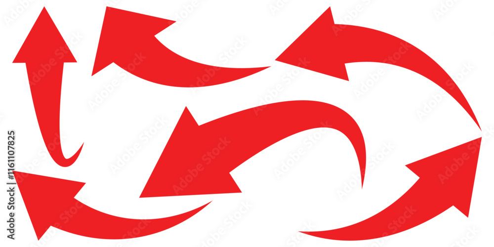 Poster vector red curve arrows icon