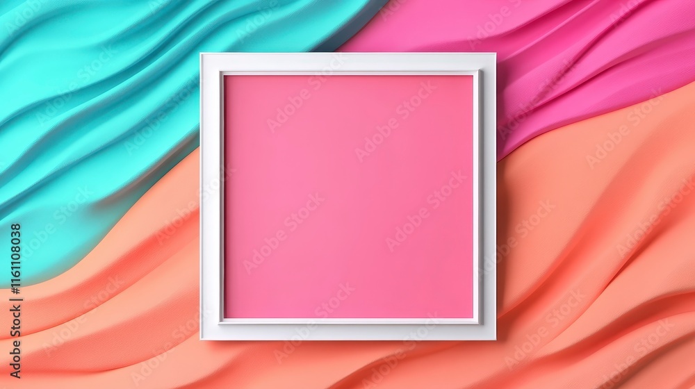 Poster colorful abstract background with empty frame for art display