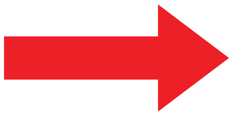 Long arrow vector icon. Red horizontal long arrow. Vector arrow flat style. Vector illustration icon isolated on white background.