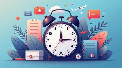 Obraz premium Productivity tips managing time with a clock office space digital art creative environment modern design