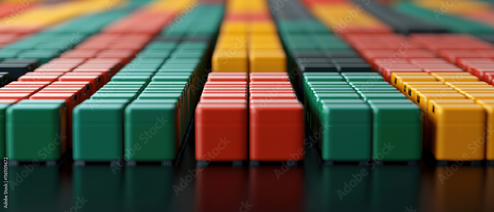 Poster inventory management order planning. colorful blocks arranged in rows create a vibrant and playful v