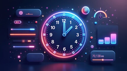 Fototapeta premium Dynamic clock visualization with interactive features digital realm infographic design futuristic setting tech concept