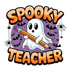 Spooky teacher t shirt design vector