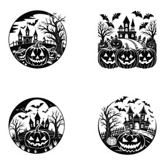 Fototapeta premium Halloween Haunted House Svg