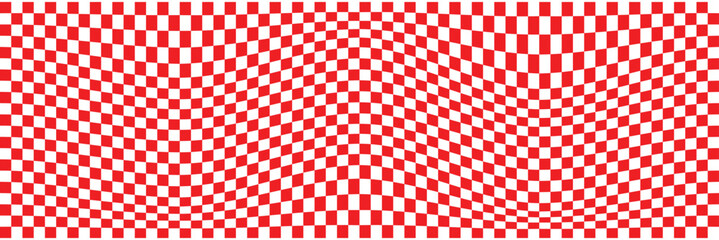 Wavy checkerboard background. Retro psychedelic checkered wallpaper. Wavy groovy chessboard surface. Distorted geometric pattern. Wavy distorted checkered vector pattern background.