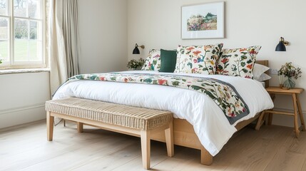 Shabby chic bedrooms create a cozy vibe. Modern bedroom with floral decor and natural light.