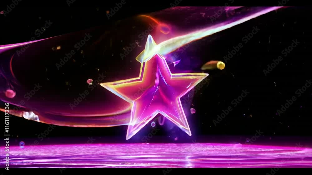 Poster bright glowing rotating particle 3d sphere in the universe. abstract technology, science, engineerin