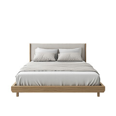 Modern Minimalist Wooden Bed Frame with Neutral Linens