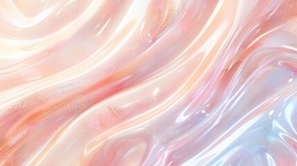 Obraz premium A smooth swirl of glossy pink cream creates a soft and elegant texture.