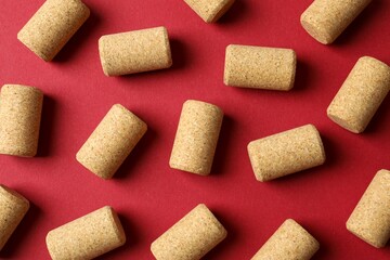Wine corks on color background 