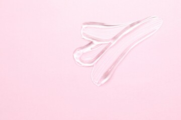 Gel texture swatches on color background. Close up of aloe vera skin care product 