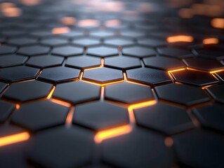 Obraz premium Abstract glowing hexagonal grid background.